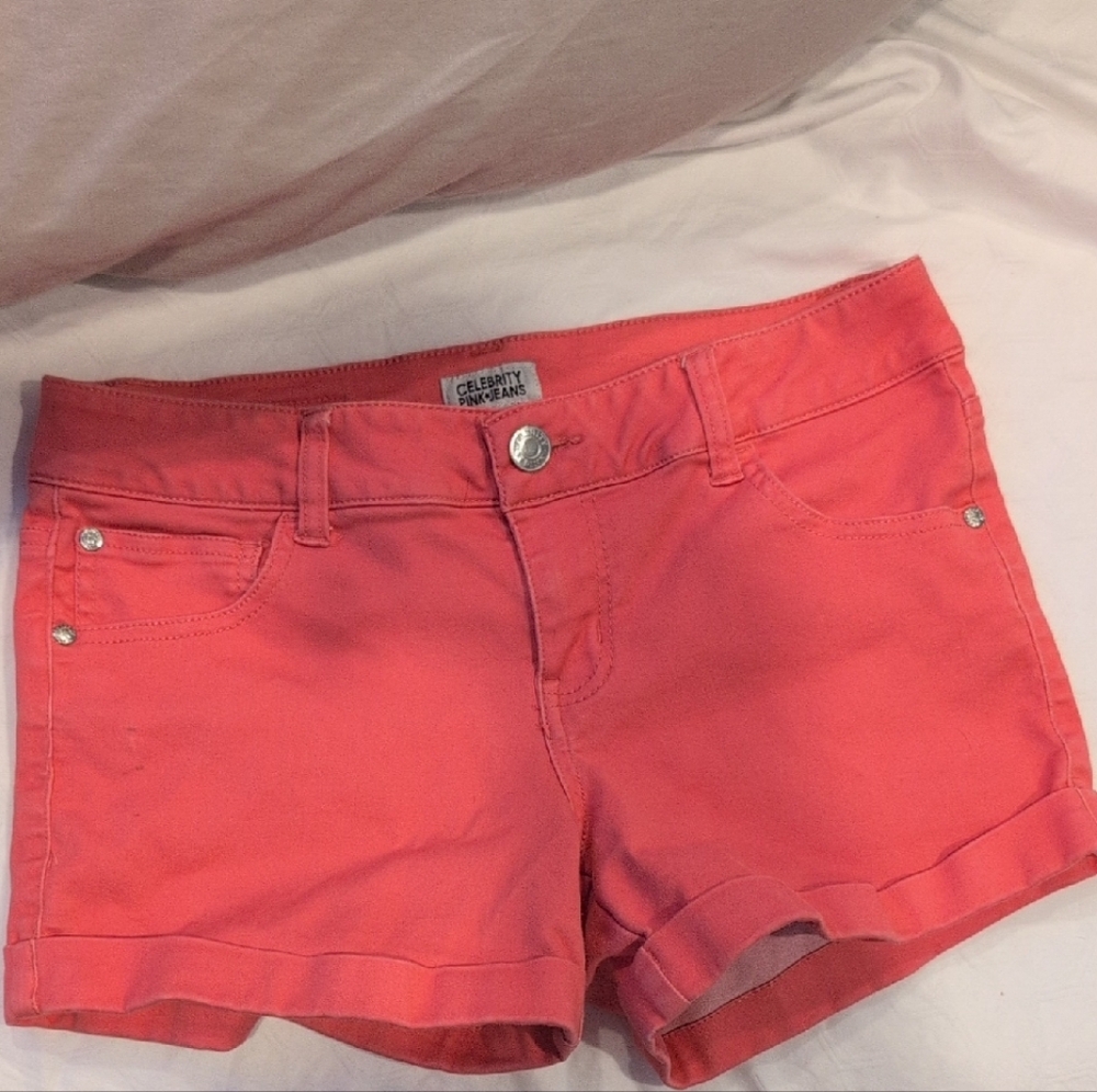 Celebrity Pink Women's Vibrant Coral Jean Shorts